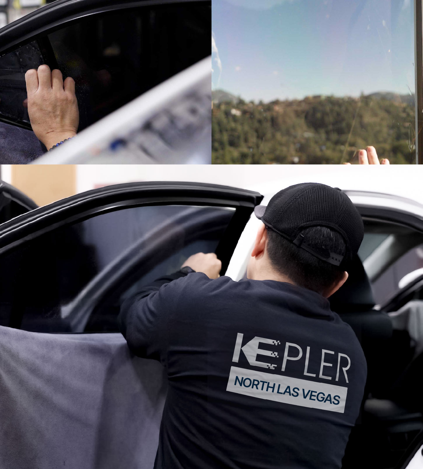 Automotive Window Tinting Expert Applying Film in North Las Vegas, Nevada