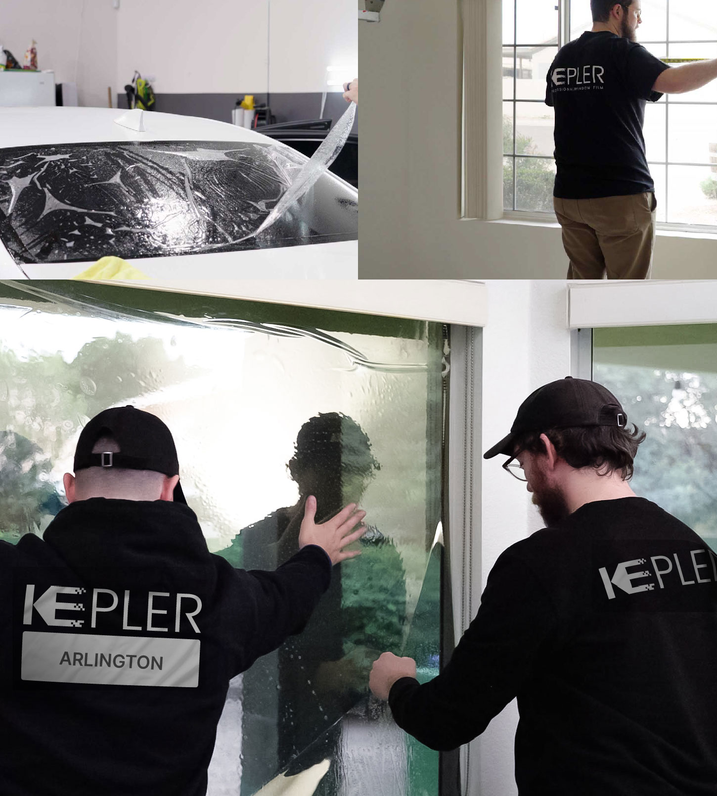 Kepler Technician Installing Advanced Window Tint to Home in Arlington