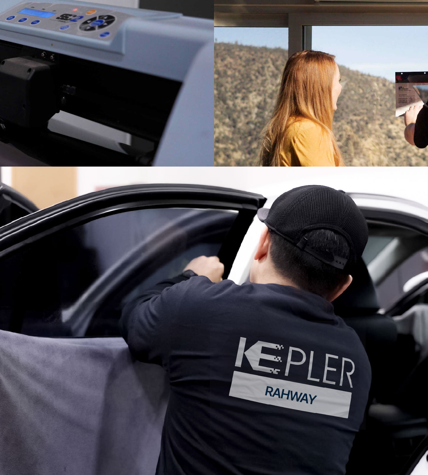 Automotive Window Tinting Expert Applying Film in Rahway, New Jersey
