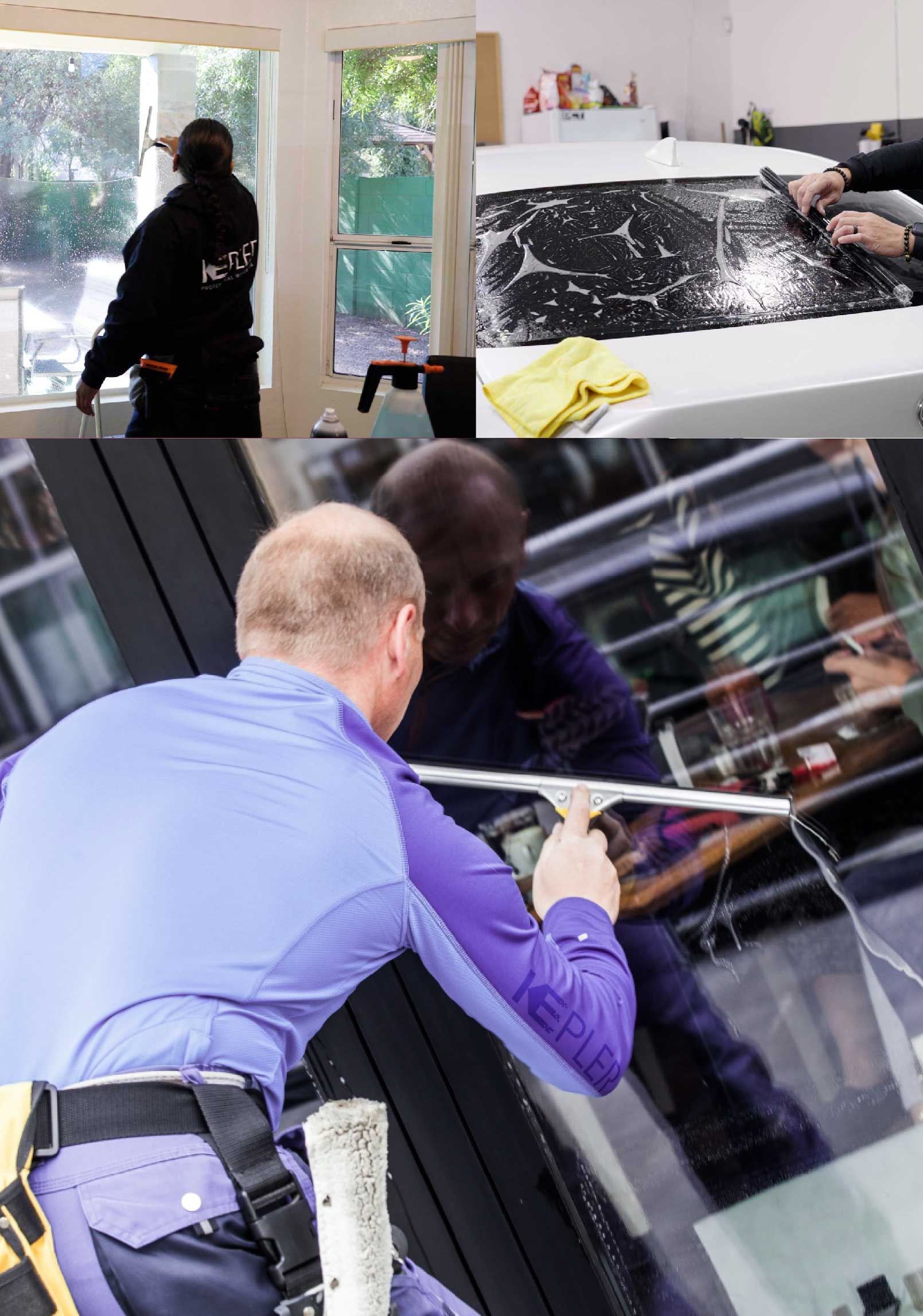 Kepler Professional Applying Anti-Graffiti Window Film to a Spokane Shop Front