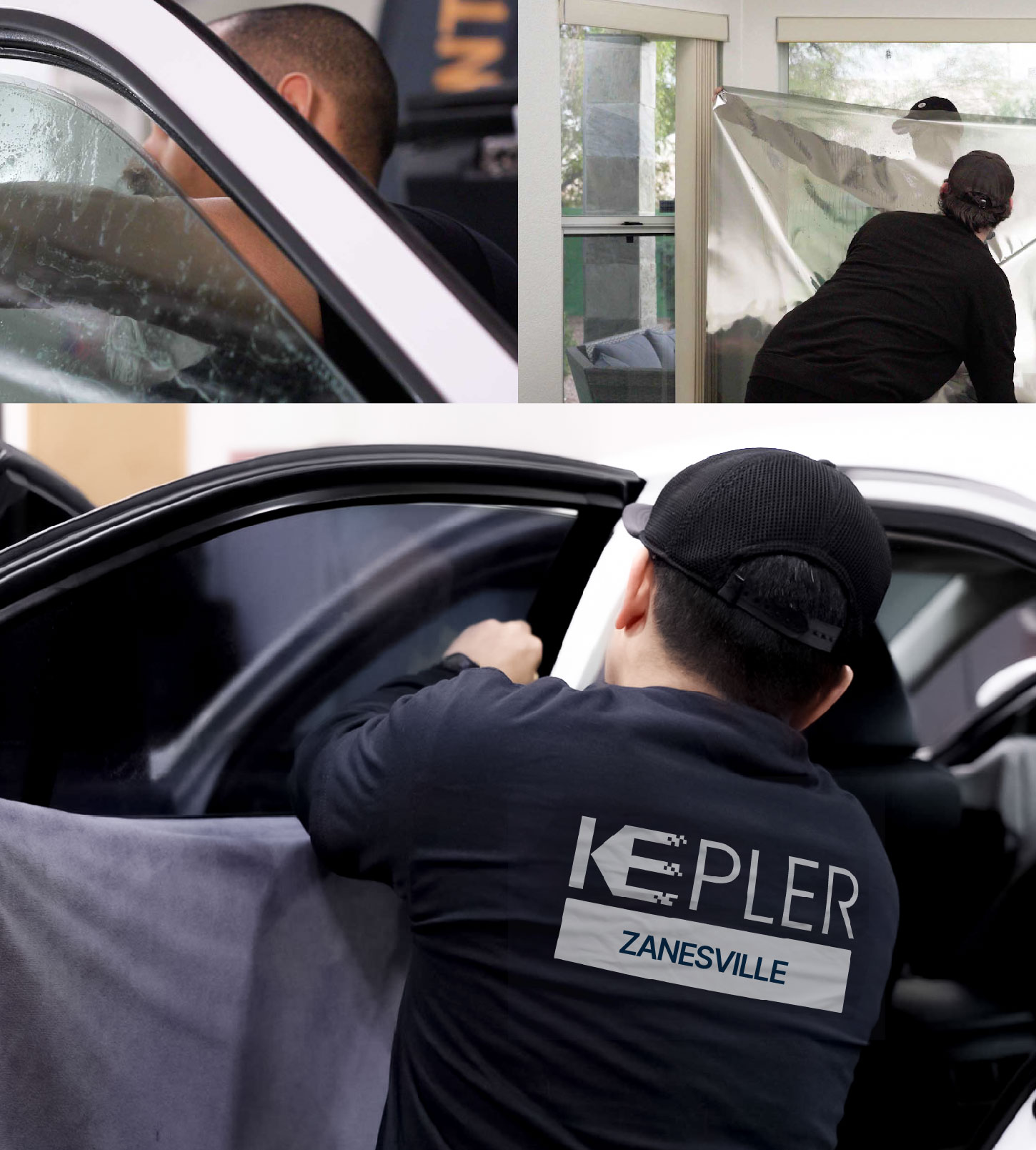Automotive Window Tinting Expert Applying Film in Zanesville, Ohio