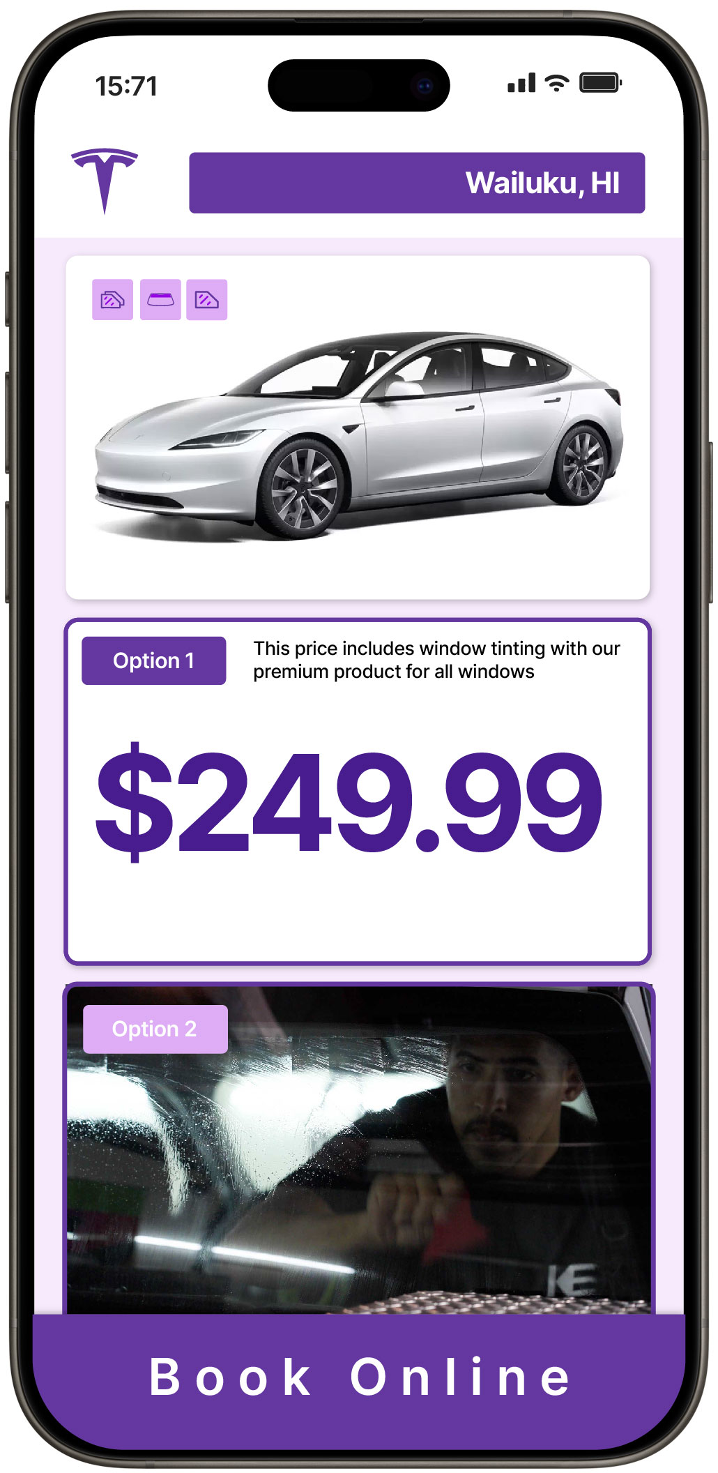 View Reasonable Tesla Window Tinting Rates in Wailuku, Hawaii
