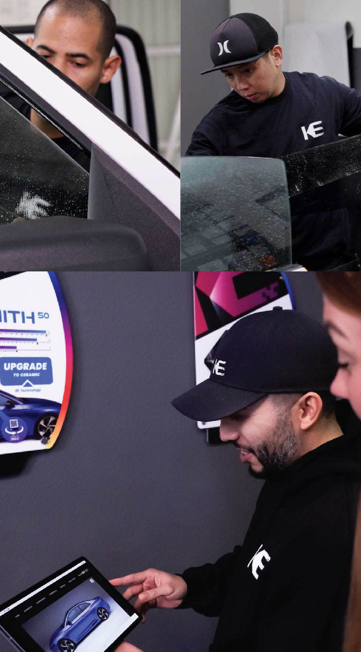 Kepler Dealer Showing Car Window Film Options to Customer in Zachary, Louisiana