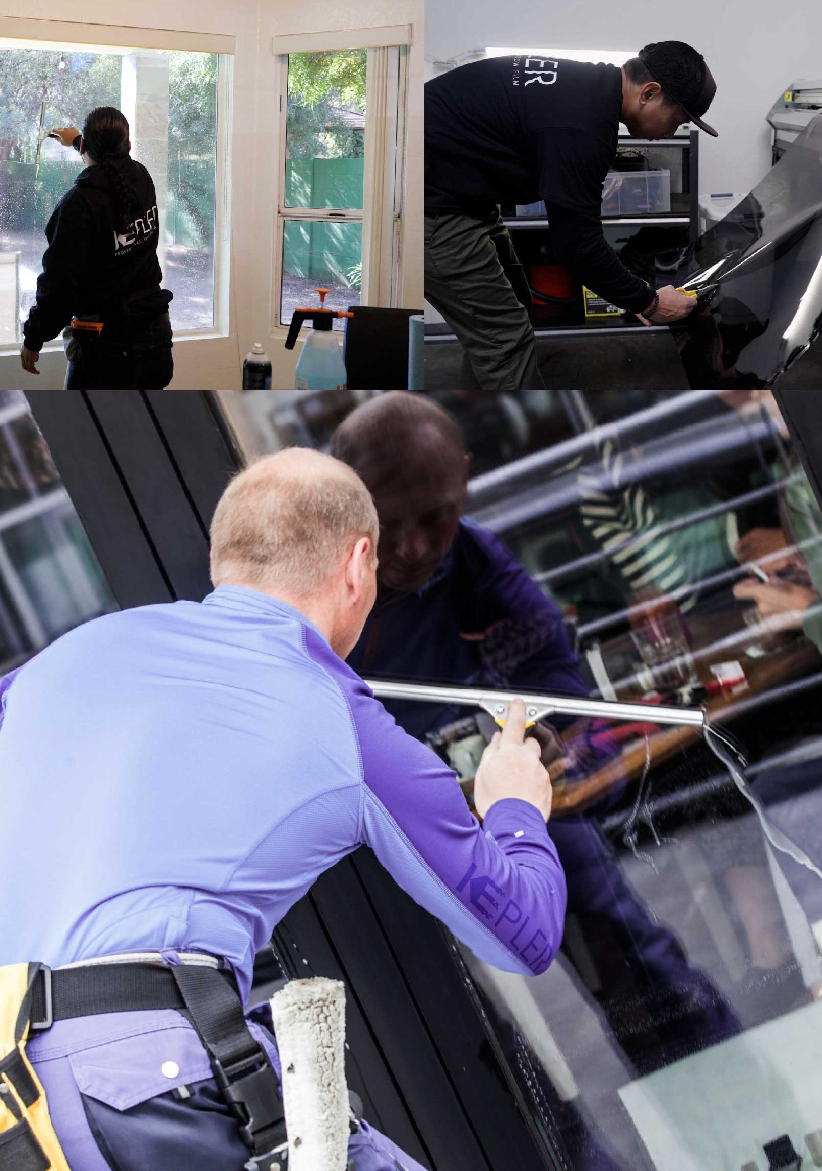 Kepler Skilled Applying Anti-Graffiti Window Film to a Pearl Shop Front