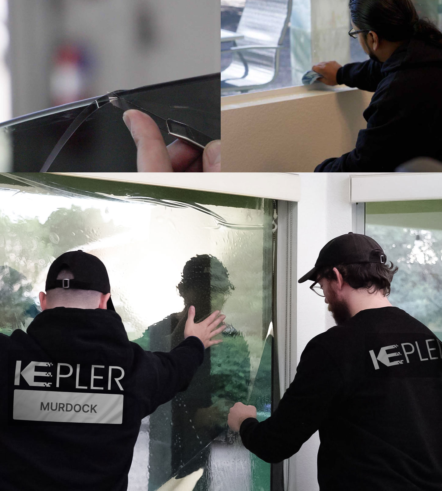 Kepler Technician Applying High-tech Window Tint to Home in Murdock