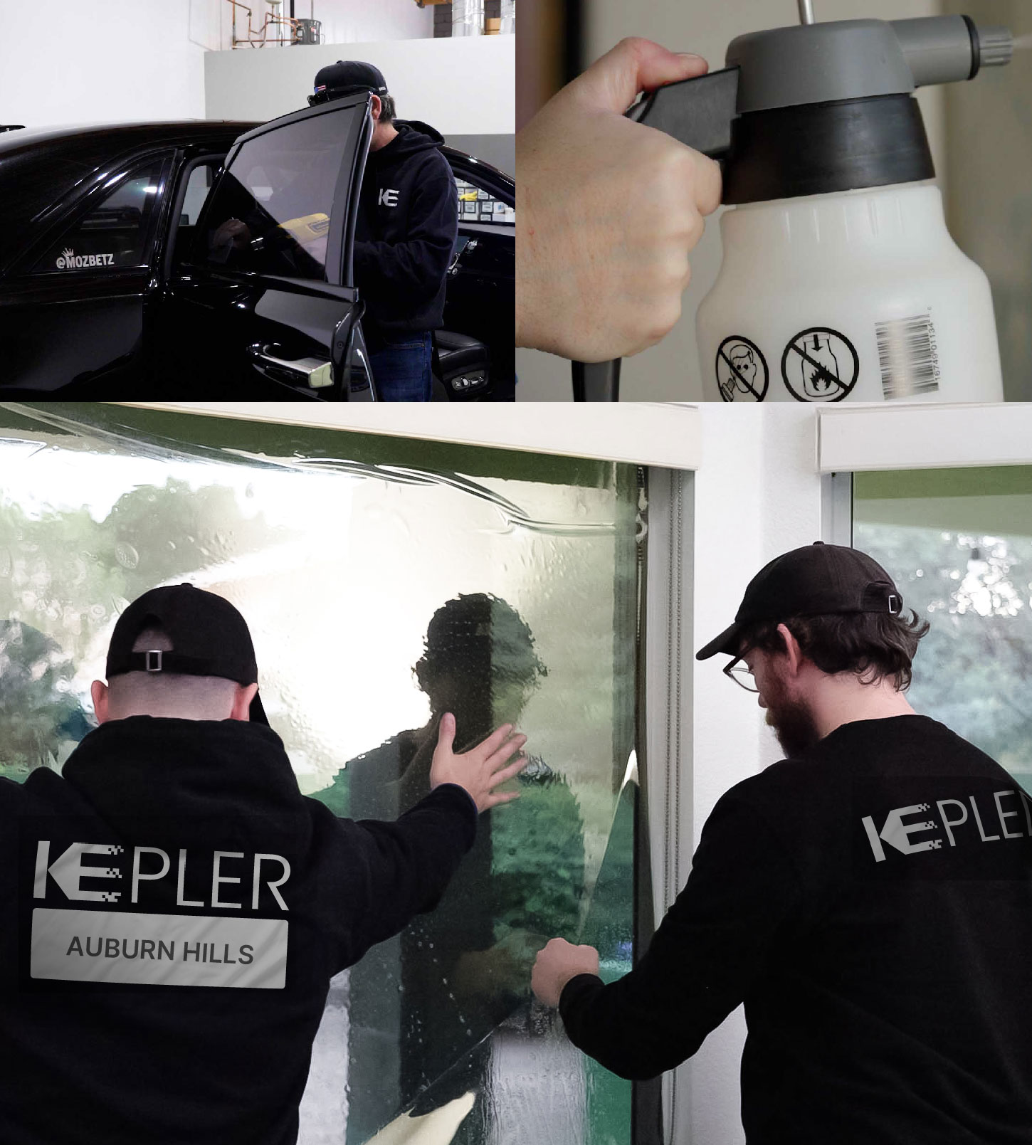 Kepler Technician Applying Ceramic Window Tint to Home in Auburn Hills