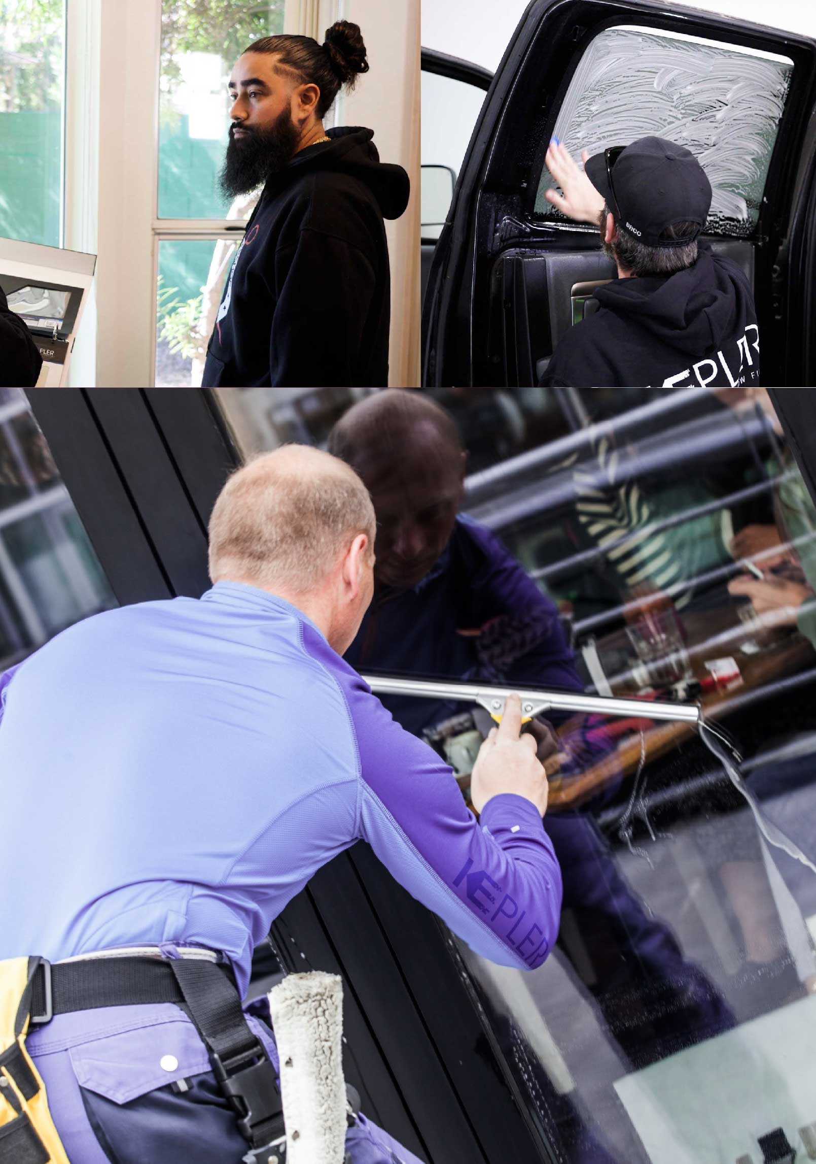 Kepler Skilled Applying Anti-Graffiti Window Film to a Calhoun Shop Front