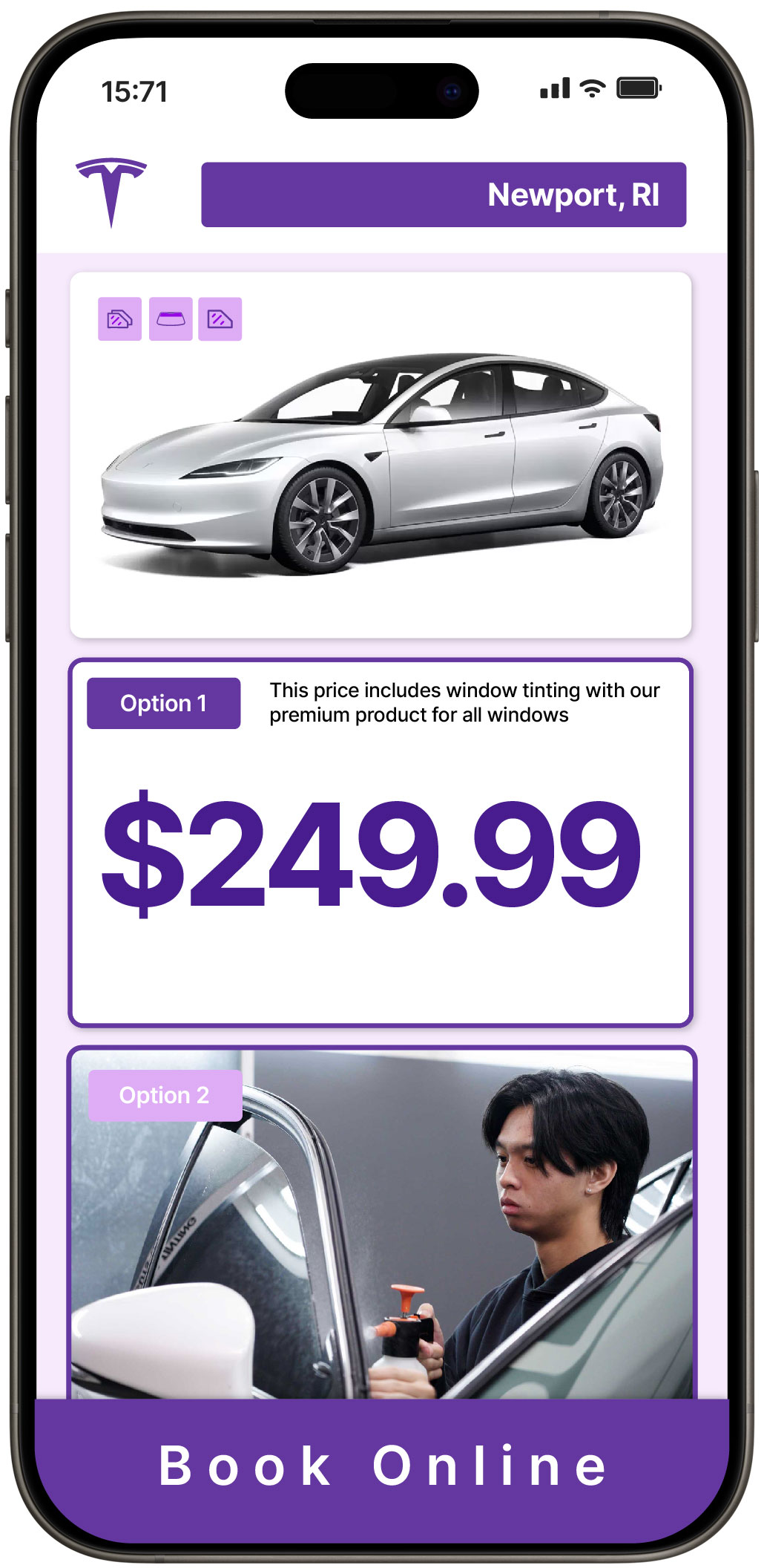 View Competitive Tesla Window Tinting Prices in Newport, Rhode Island