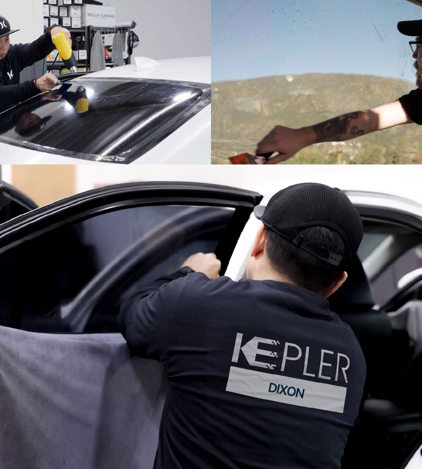 Automotive Window Tinting Expert Applying Film in Dixon, California