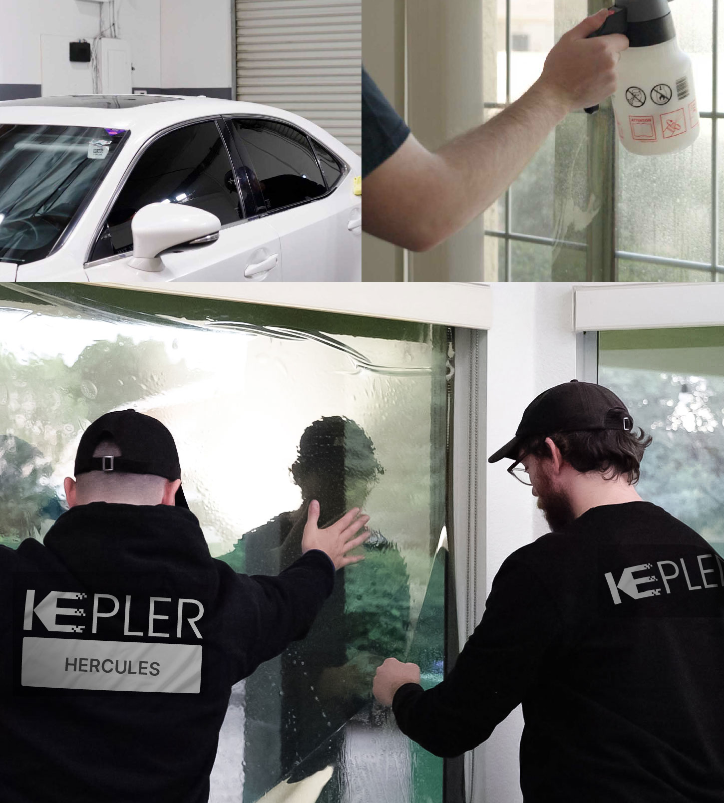 Expert Technician Applying Ceramic Window Tint to Home in Hercules