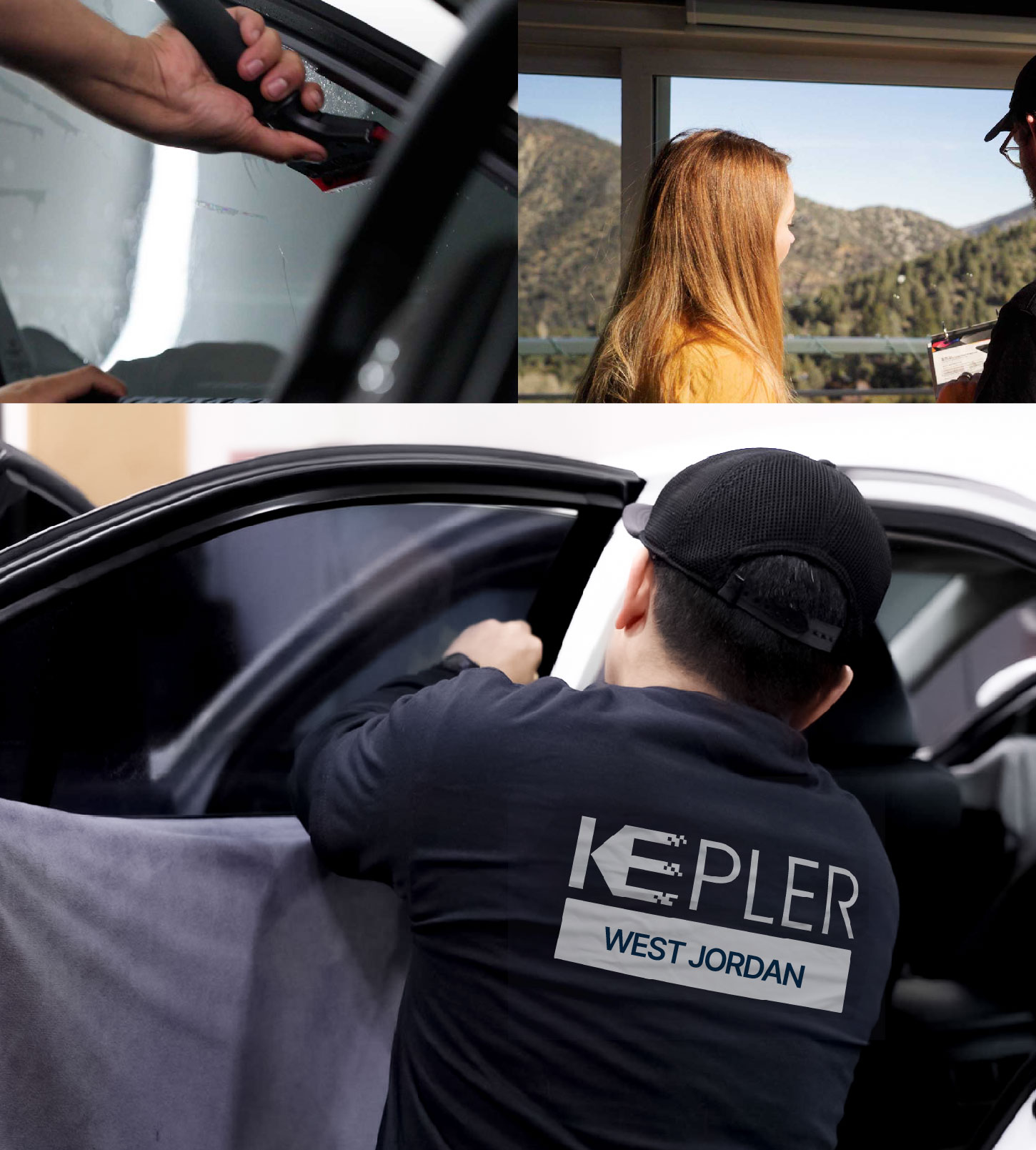Automotive Window Tinting Expert Applying Film in West Jordan, Utah