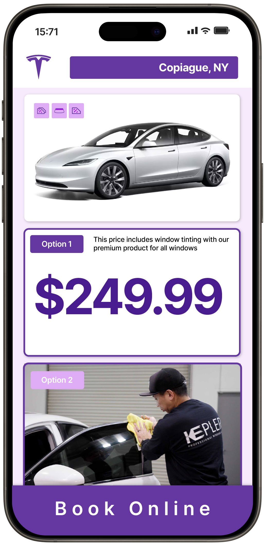 View Reasonable Tesla Window Tinting Costs in Copiague, New York