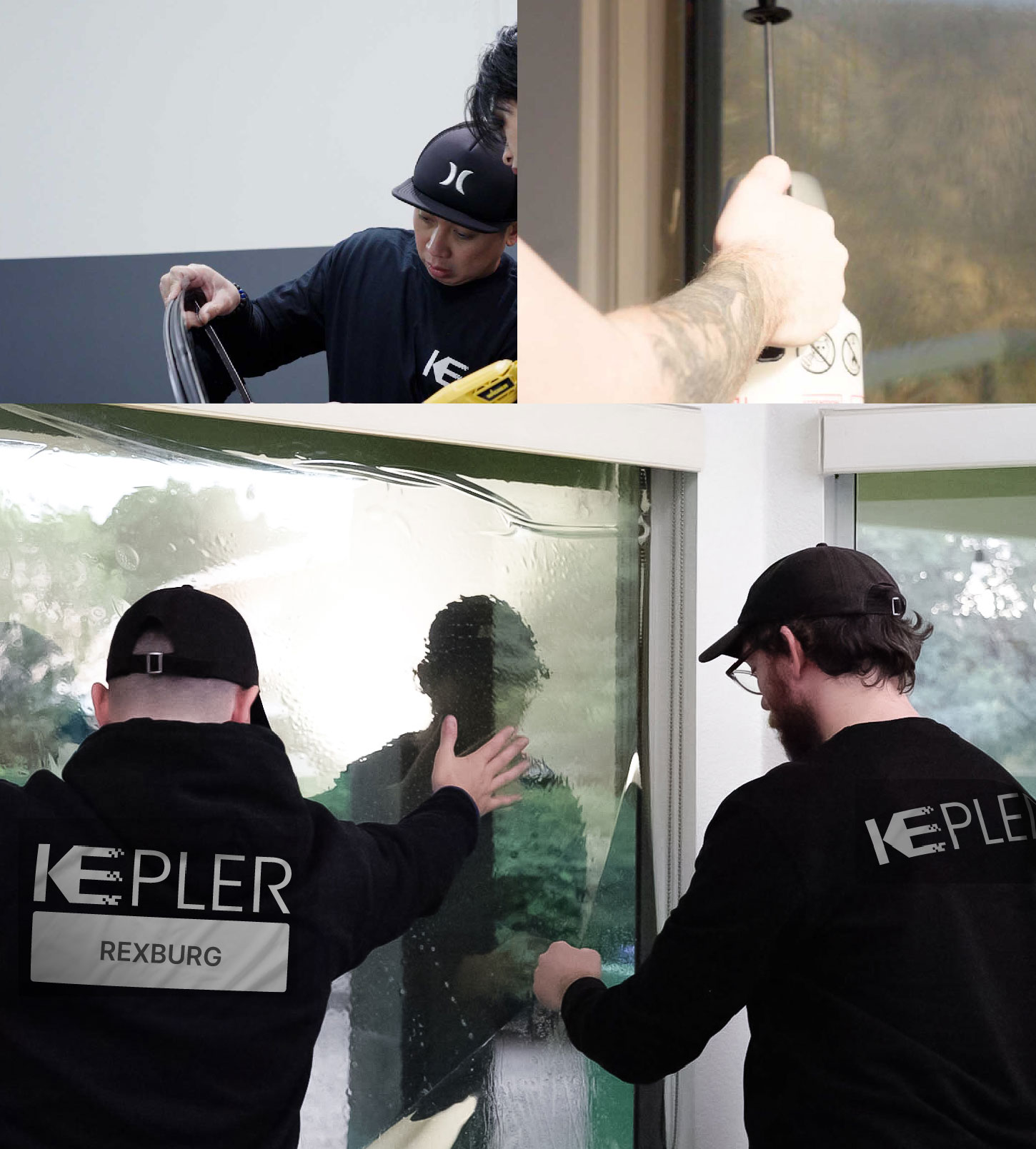 Expert Technician Installing Advanced Window Tint to Home in Rexburg