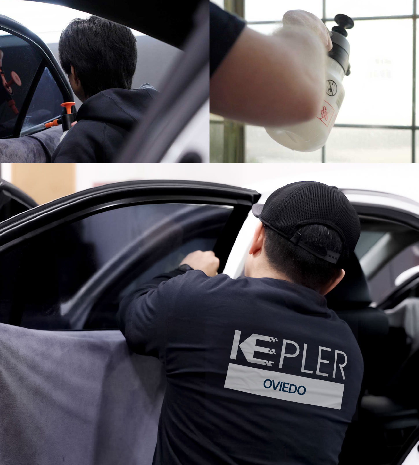 Automotive Window Tinting Expert Applying Film in Oviedo, Florida