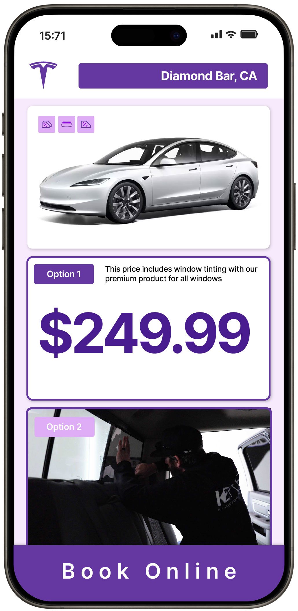 View Competitive Tesla Window Tinting Rates in Diamond Bar, California