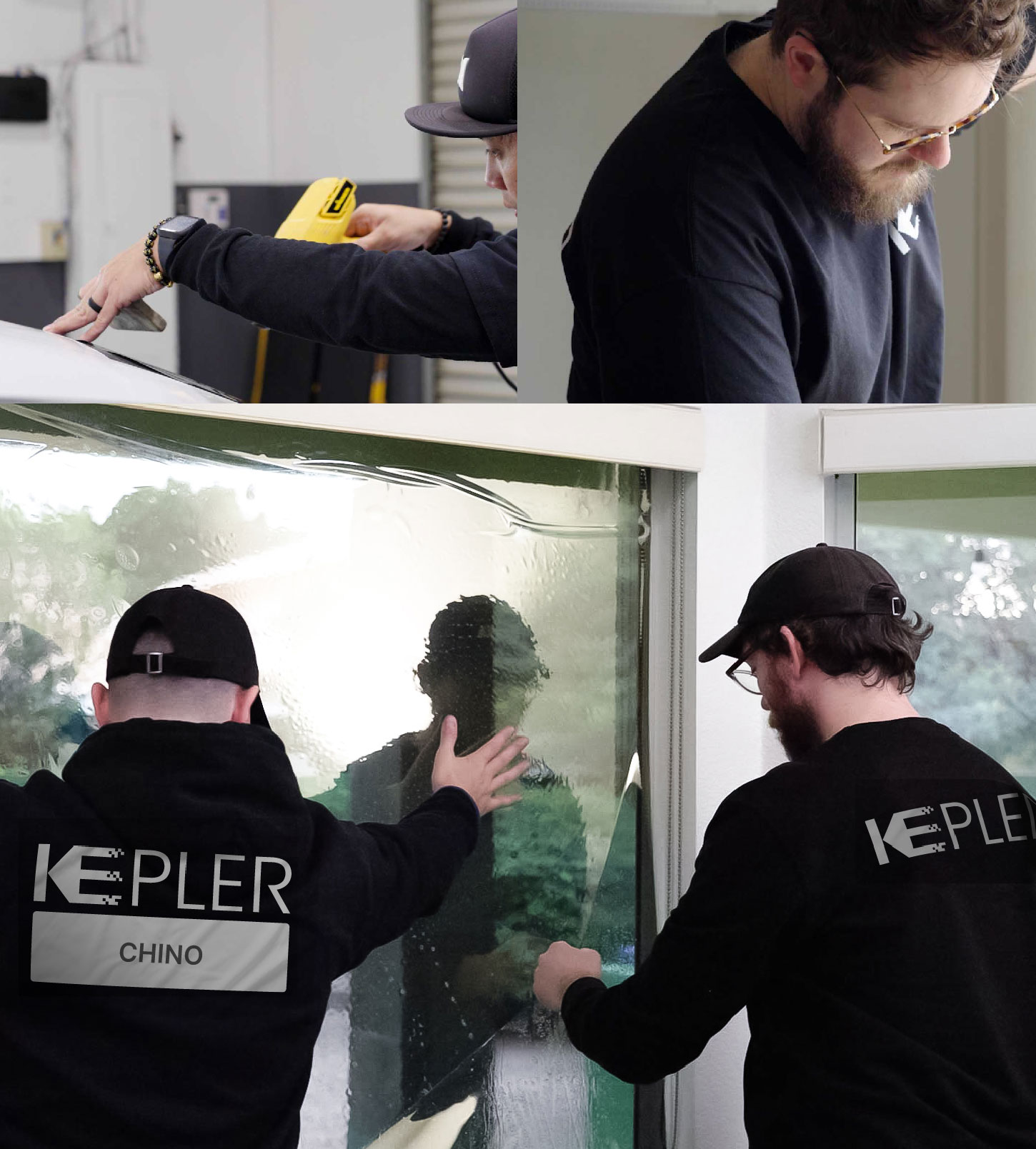 Kepler Technician Fitting High-tech Window Tint to Home in Chino