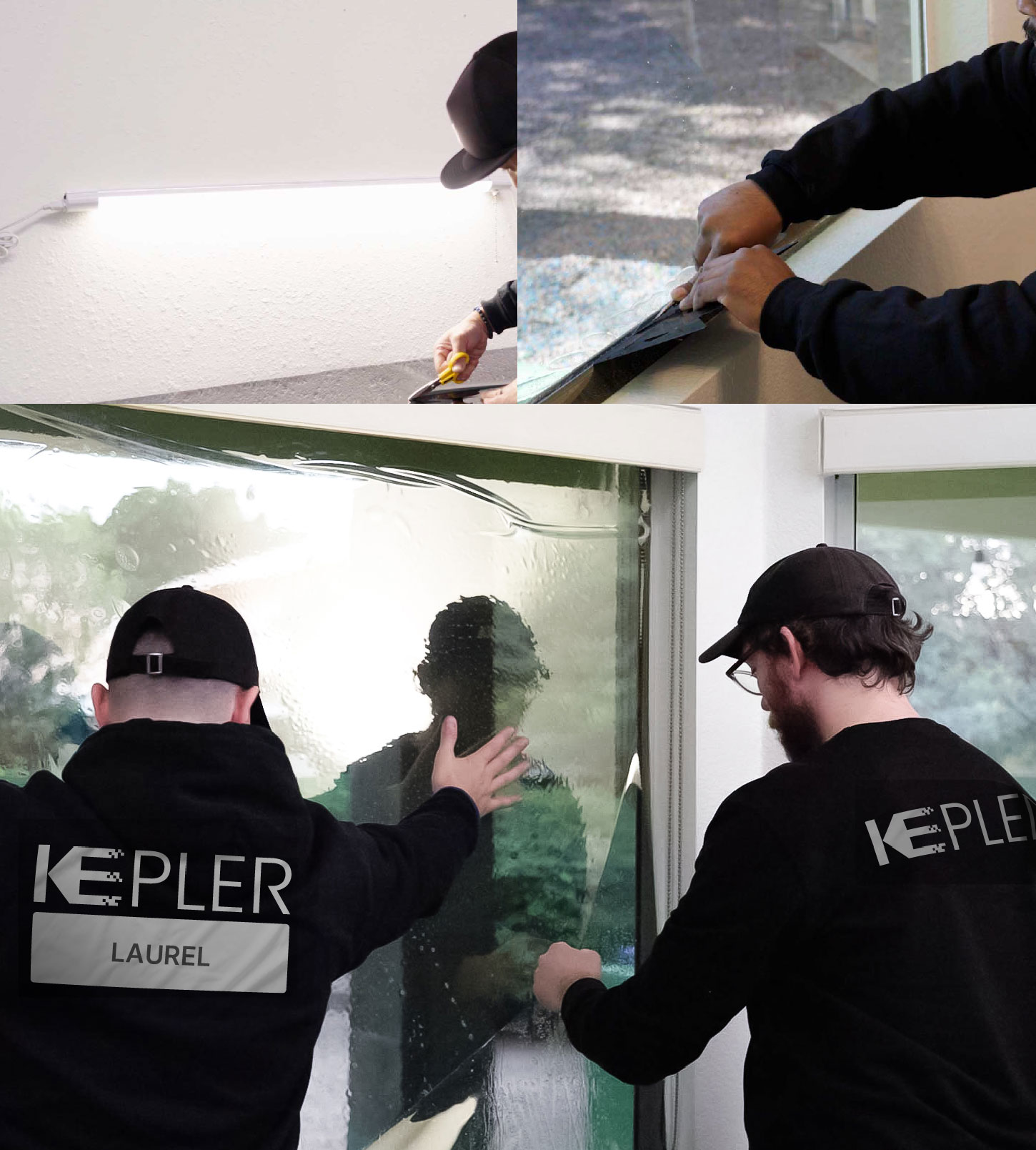 Expert Technician Applying Advanced Window Tint to Home in Laurel