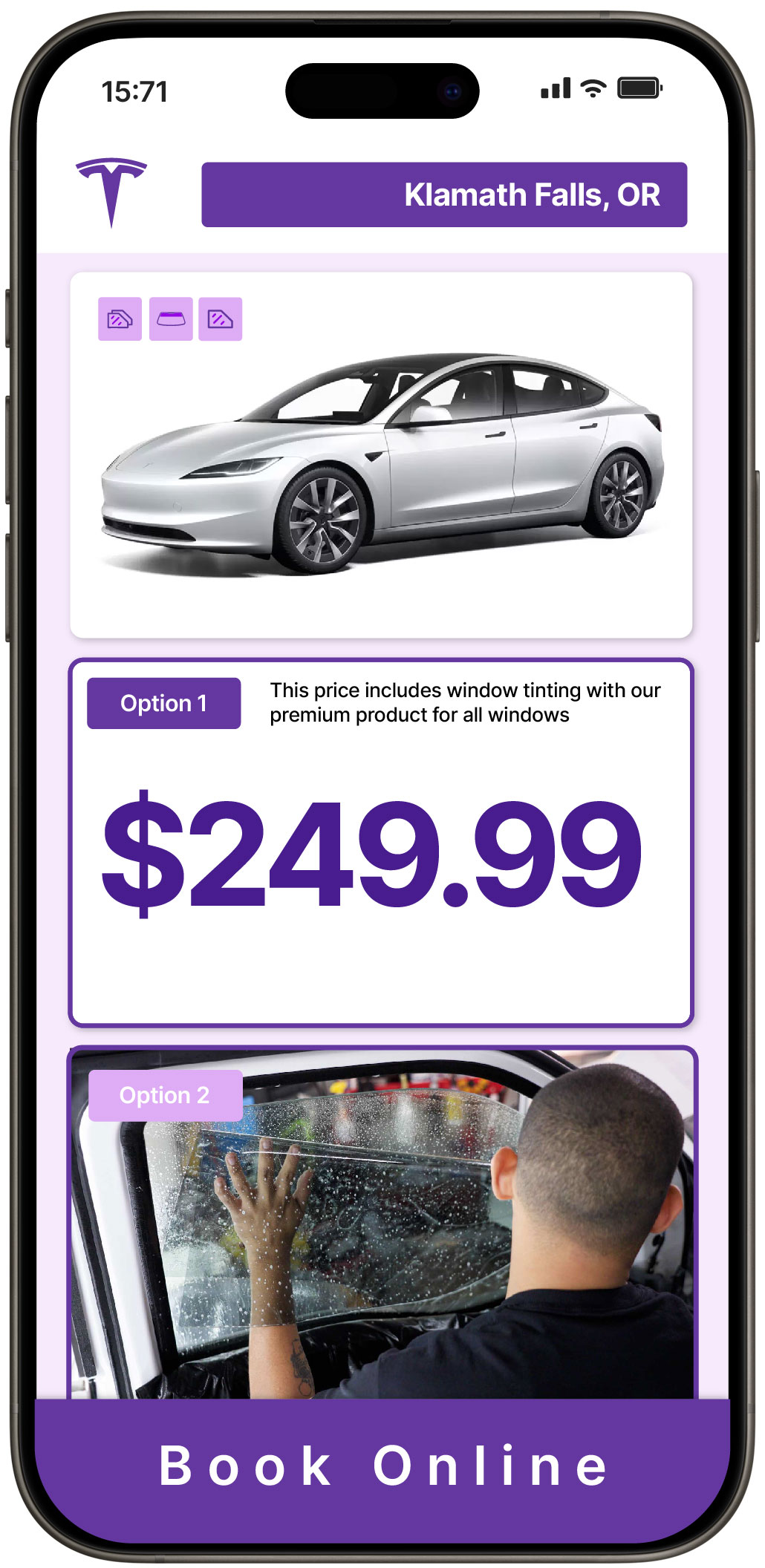 View Reasonable Tesla Window Tinting Costs in Klamath Falls, Oregon