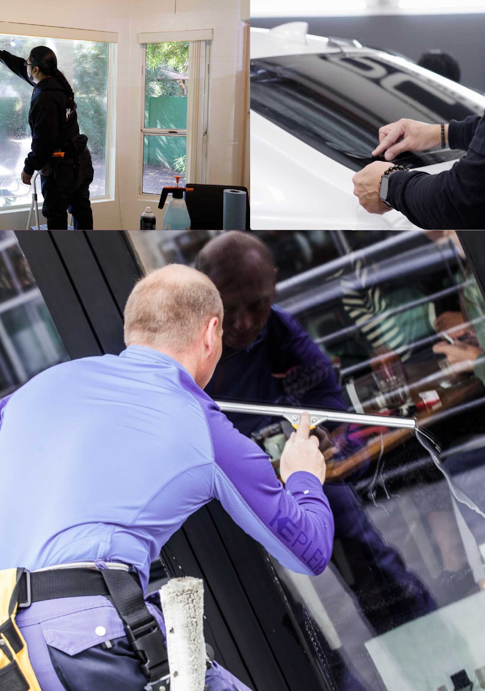 Kepler Skilled Applying Anti-Graffiti Window Film to a McKinney Shop Front