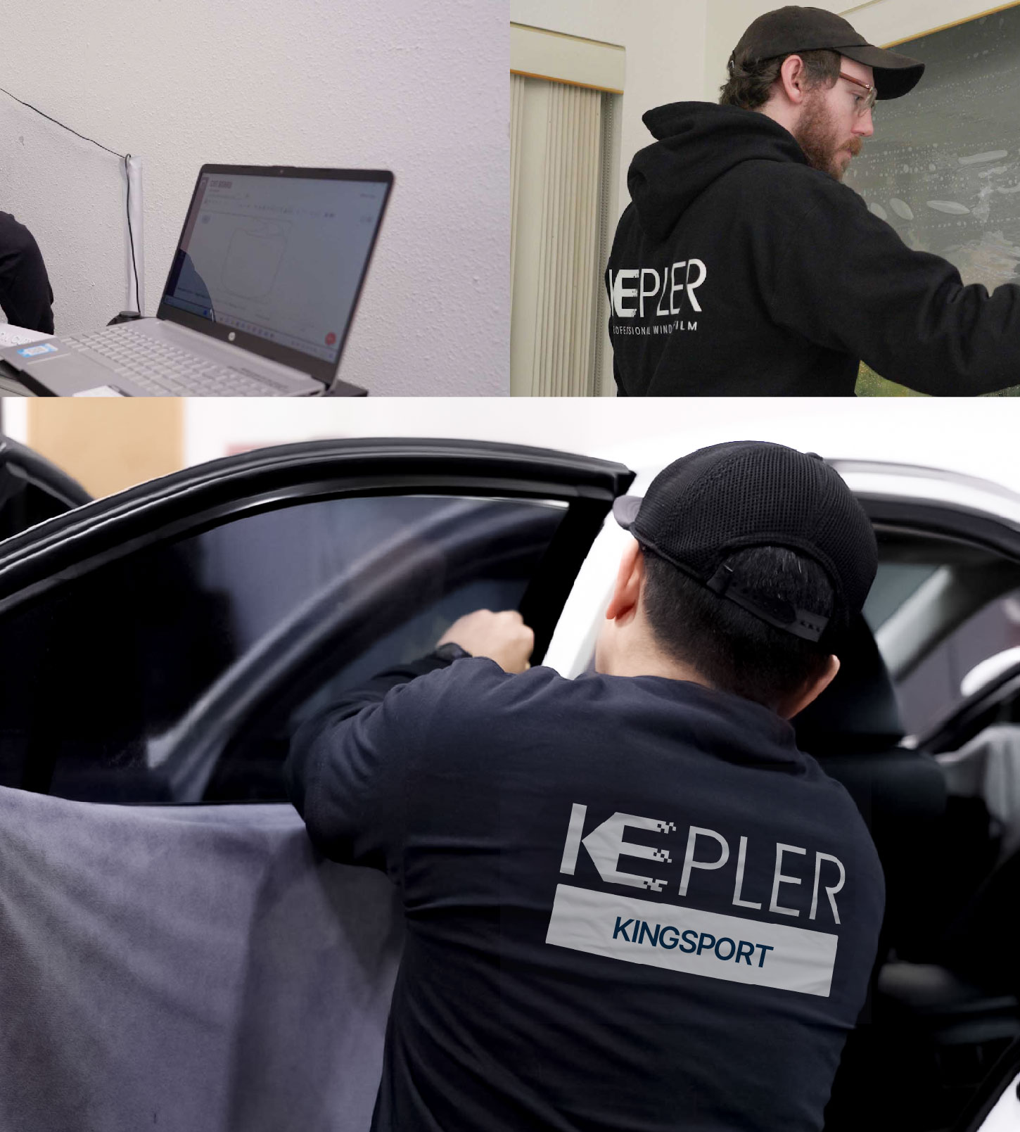 Automotive Window Tinting Expert Applying Film in Kingsport, Tennessee