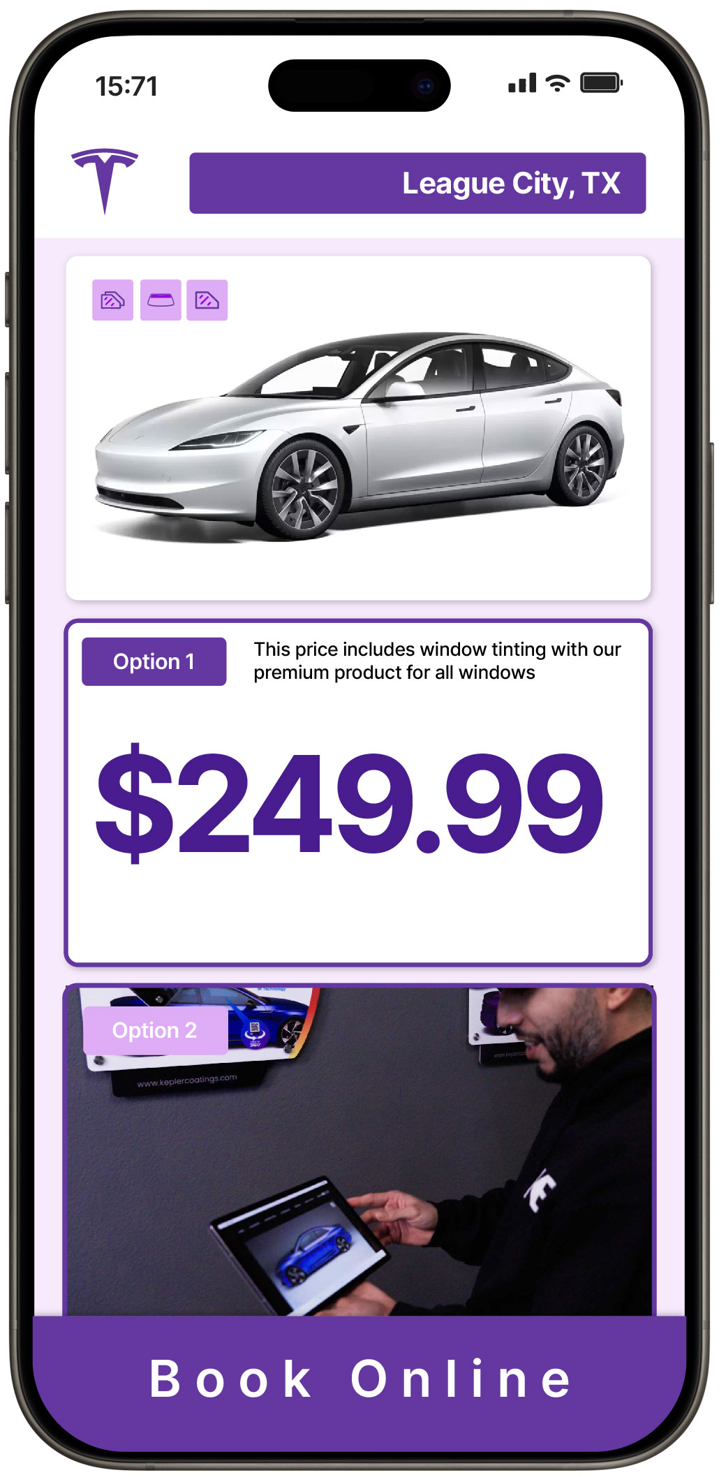 View Reasonable Tesla Window Tinting Prices in League City, Texas