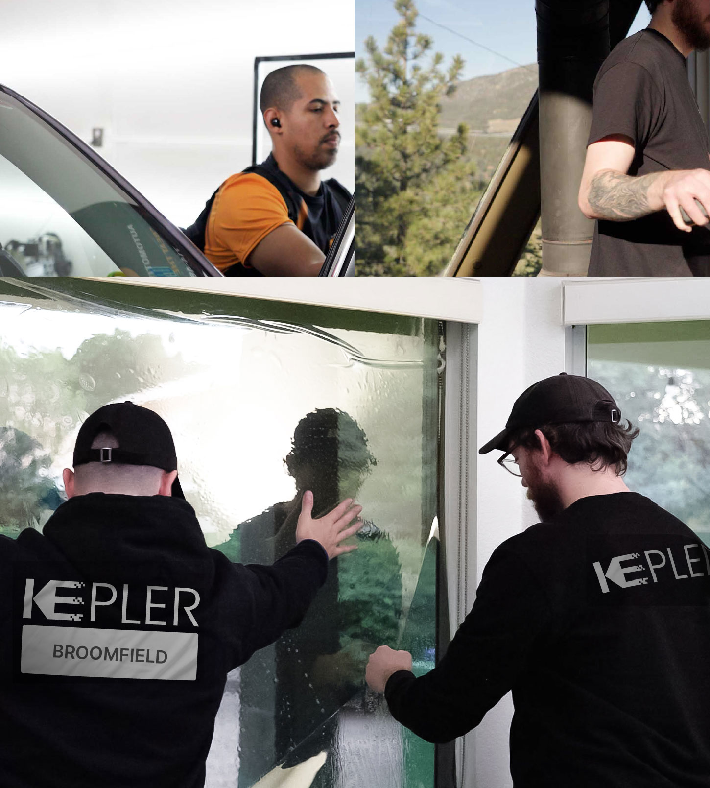 Expert Technician Fitting Ceramic Window Tint to Home in Broomfield
