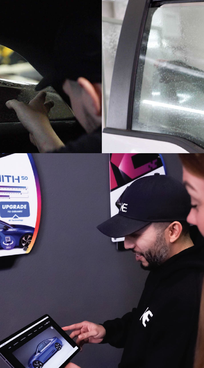 Kepler Dealer Showing Car Window Film Options to Customer in Dothan, Alabama