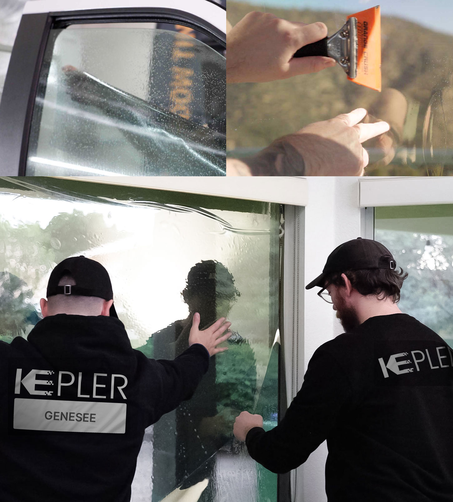 Expert Technician Installing Advanced Window Tint to Home in Genesee