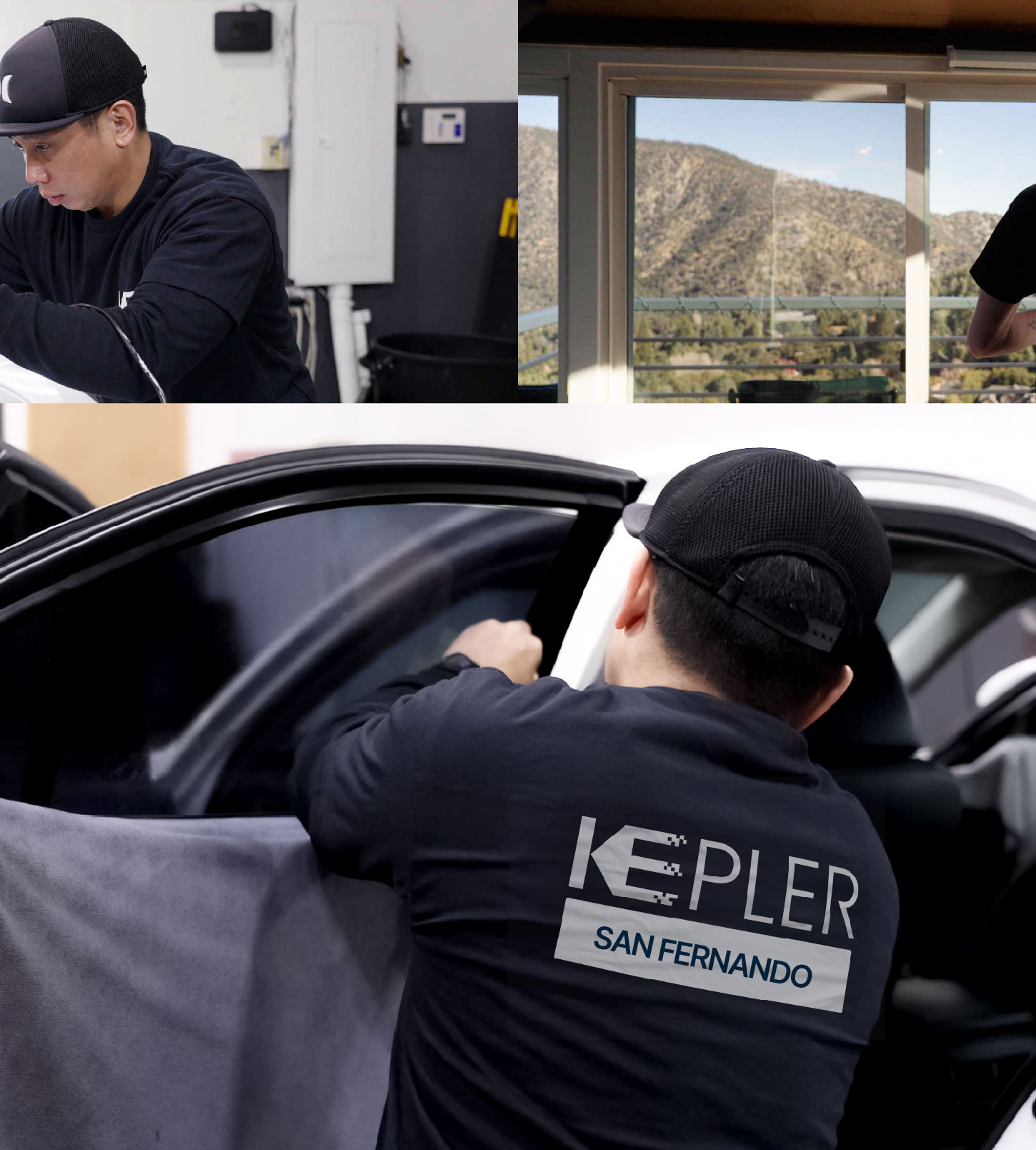 Automotive Window Tinting Expert Applying Film in San Fernando, California