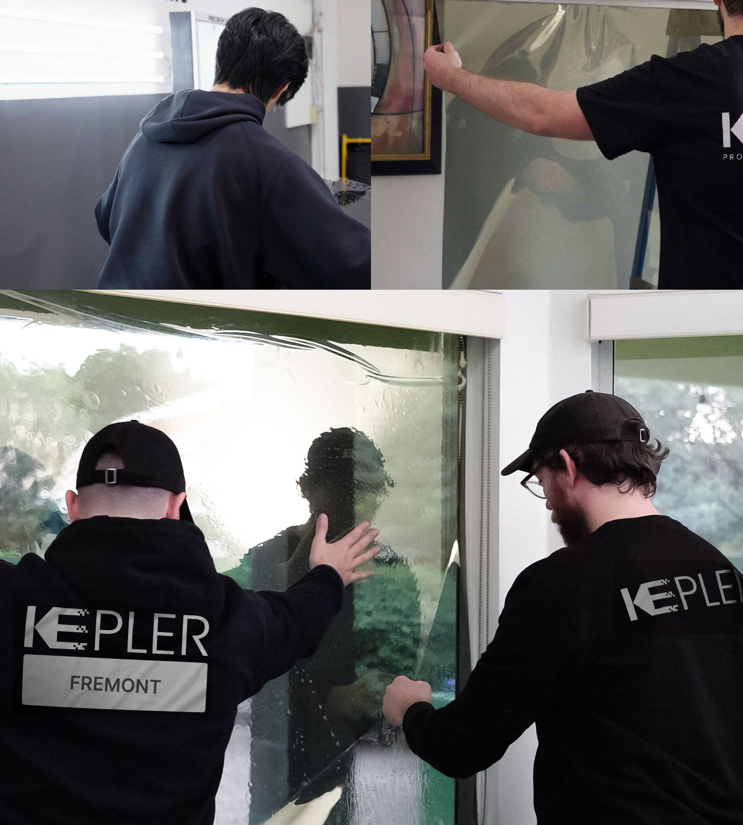 Expert Technician Installing Ceramic Window Tint to Home in Fremont