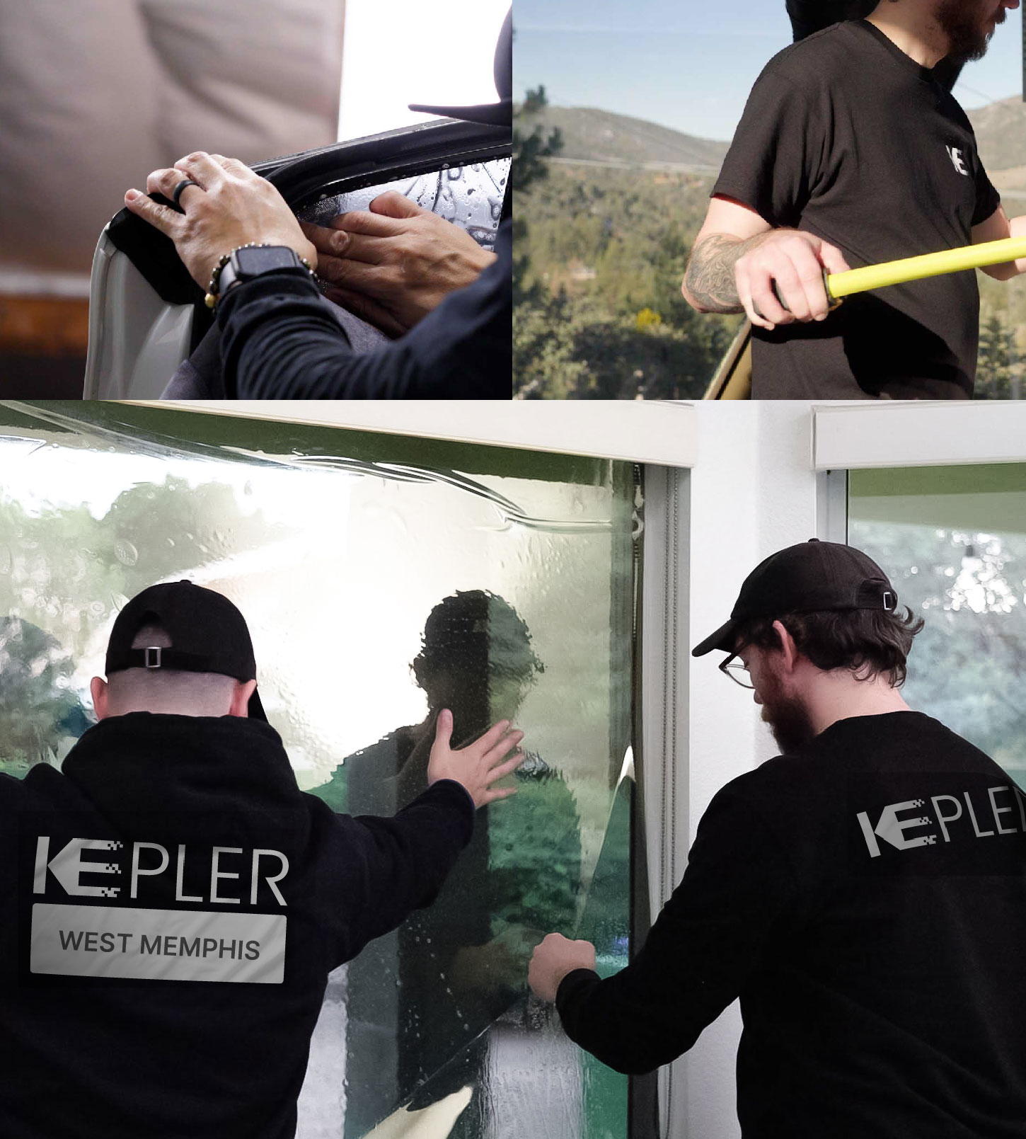 Expert Technician Fitting Advanced Window Tint to Home in West Memphis