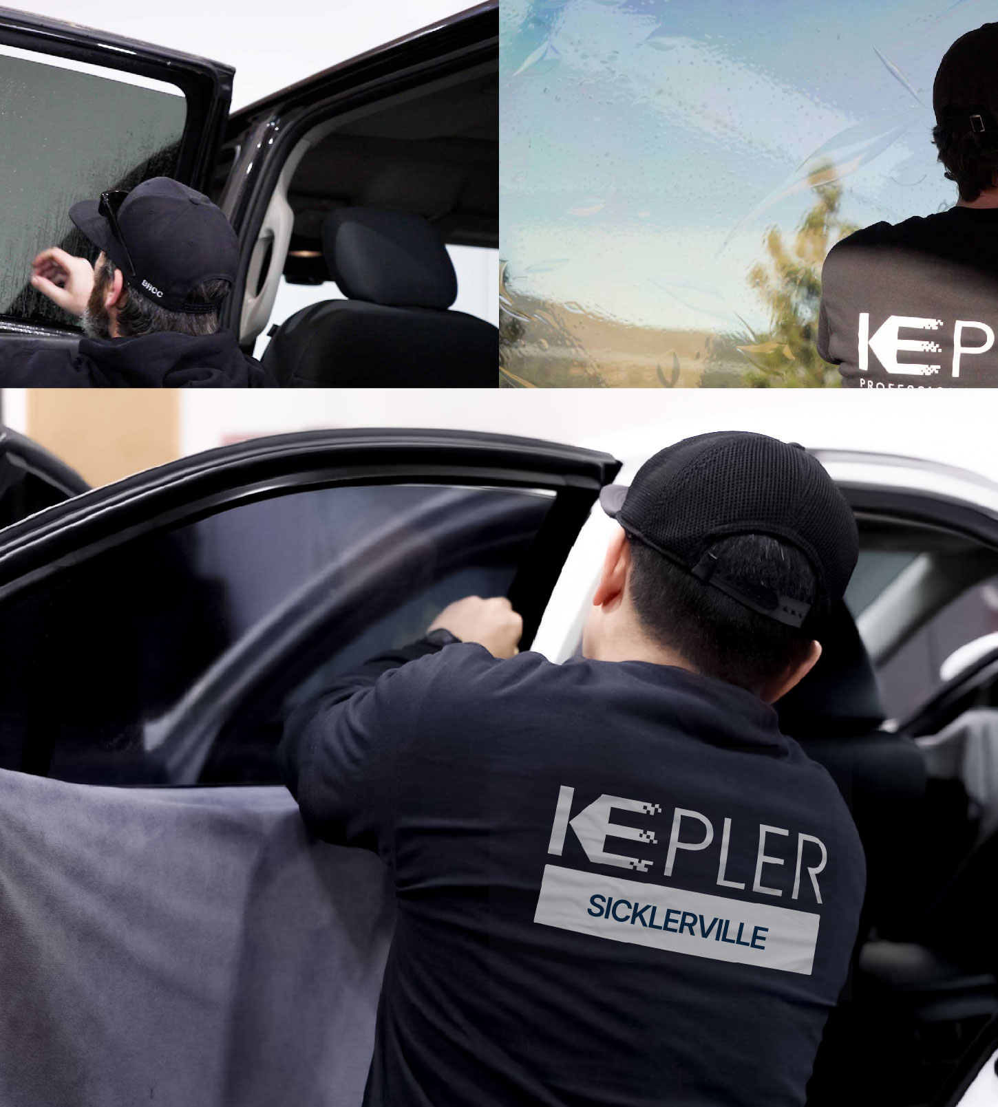 Automotive Window Tinting Expert Applying Film in Sicklerville, New Jersey