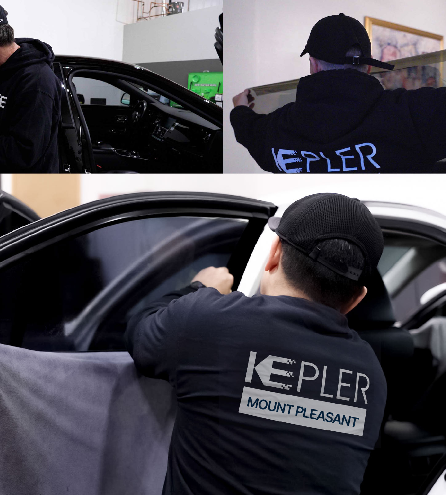 Automotive Window Tinting Expert Applying Film in Mount Pleasant, Texas