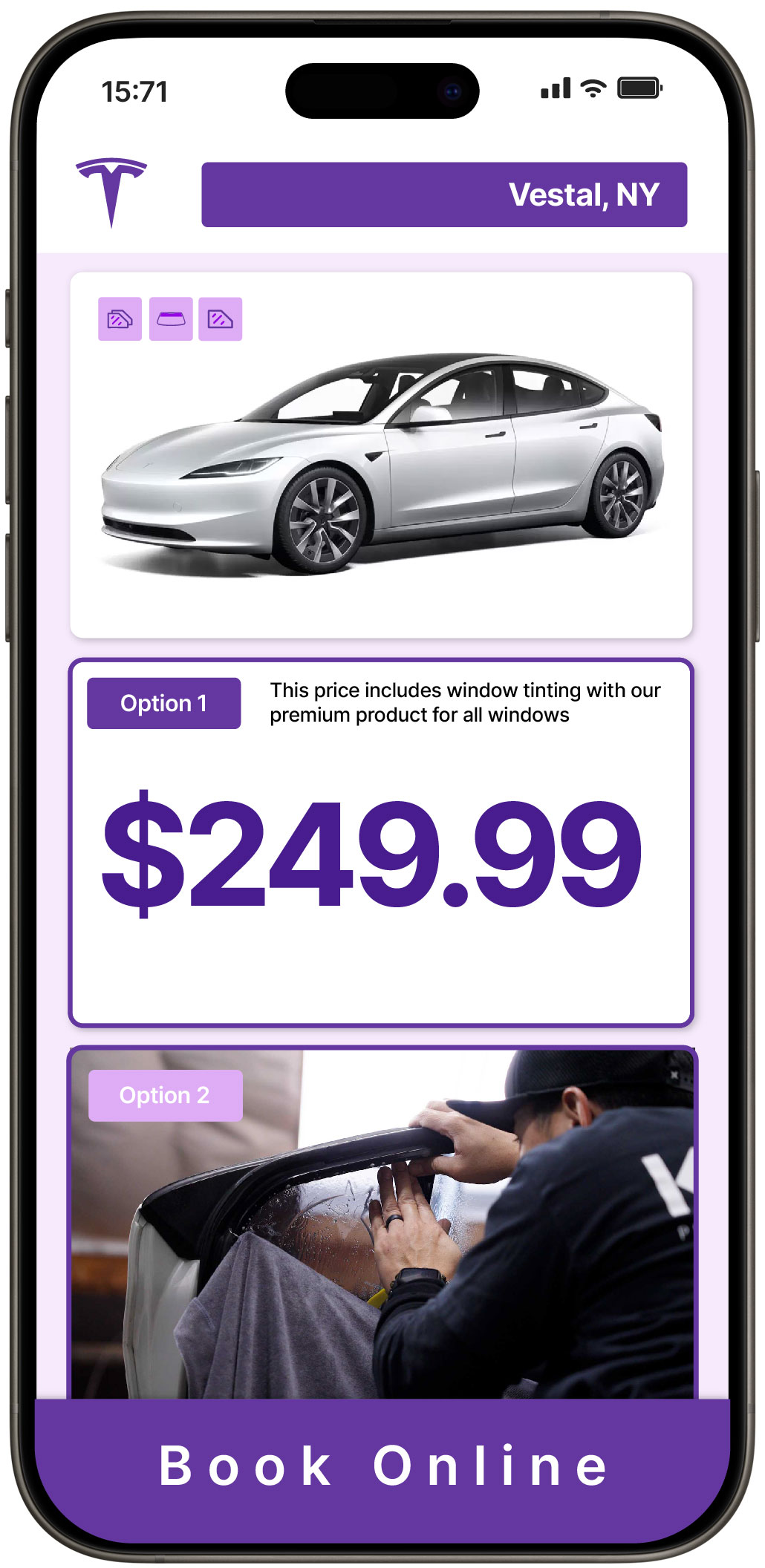 View Reasonable Tesla Window Tinting Prices in Vestal, New York