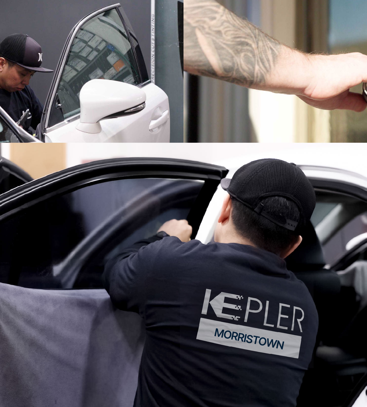 Automotive Window Tinting Expert Applying Film in Morristown, Tennessee