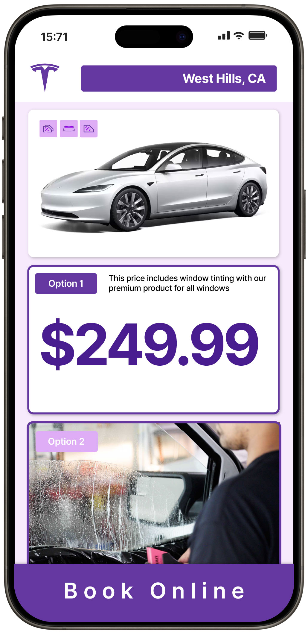 View Affordable Tesla Window Tinting Rates in West Hills, California