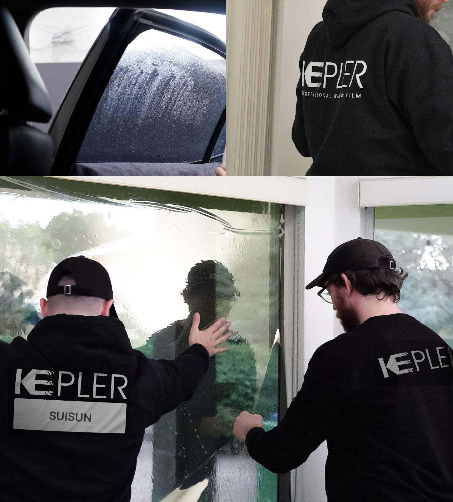 Expert Technician Installing Ceramic Window Tint to Home in Suisun