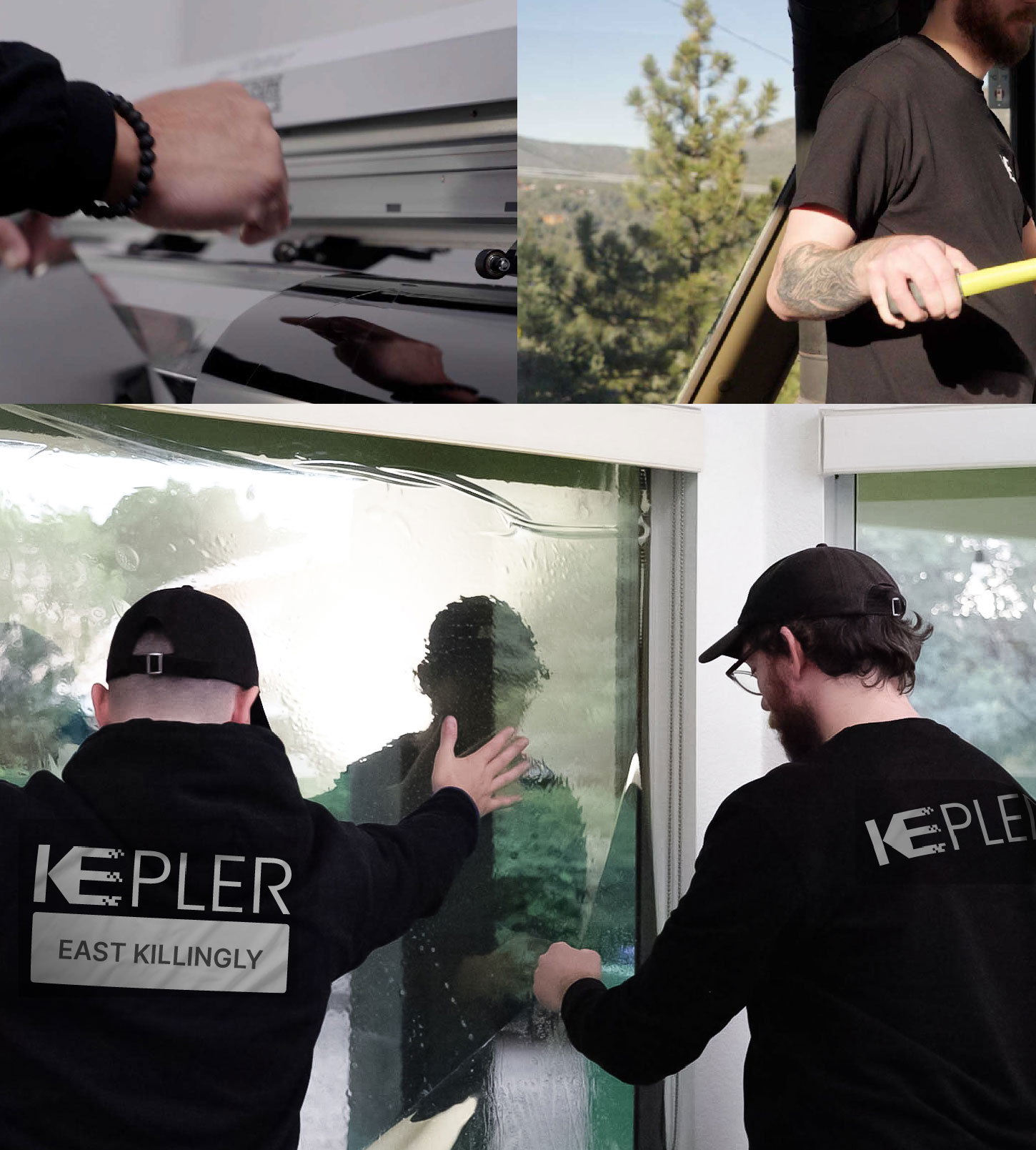 Kepler Technician Applying Advanced Window Tint to Home in East Killingly