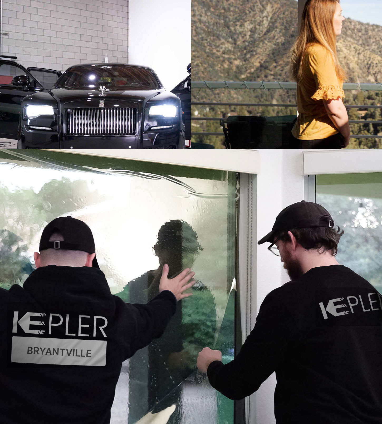 Kepler Technician Applying Ceramic Window Tint to Home in Bryantville