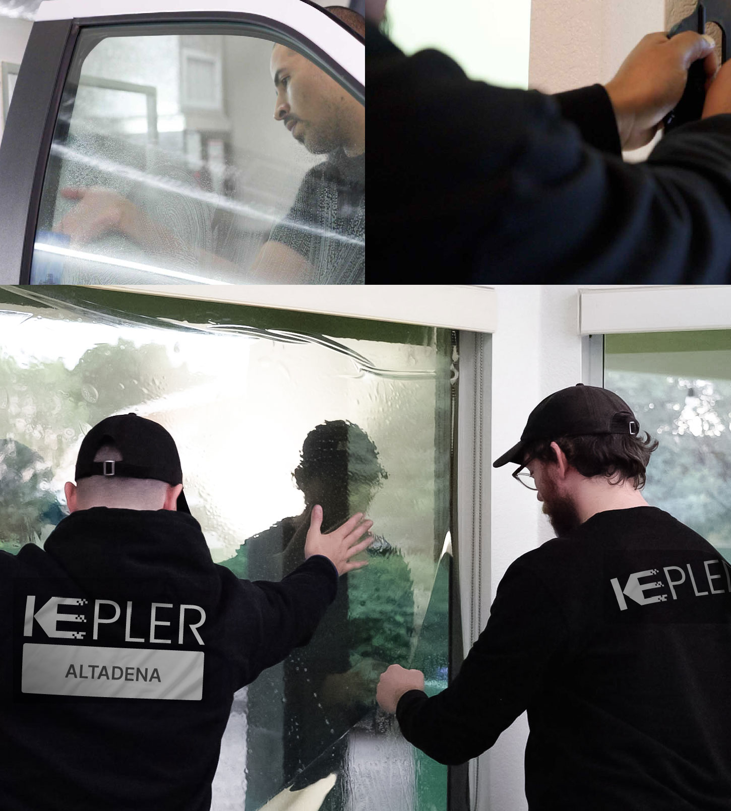 Expert Technician Fitting High-tech Window Tint to Home in Altadena