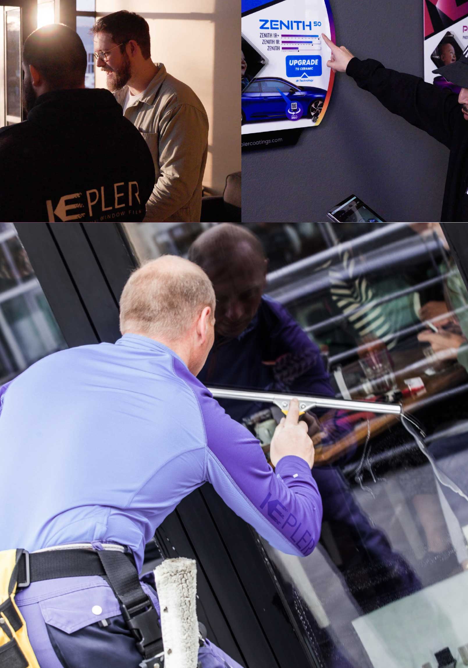 Kepler Skilled Applying Anti-Graffiti Window Film to a Carlsbad Shop Front