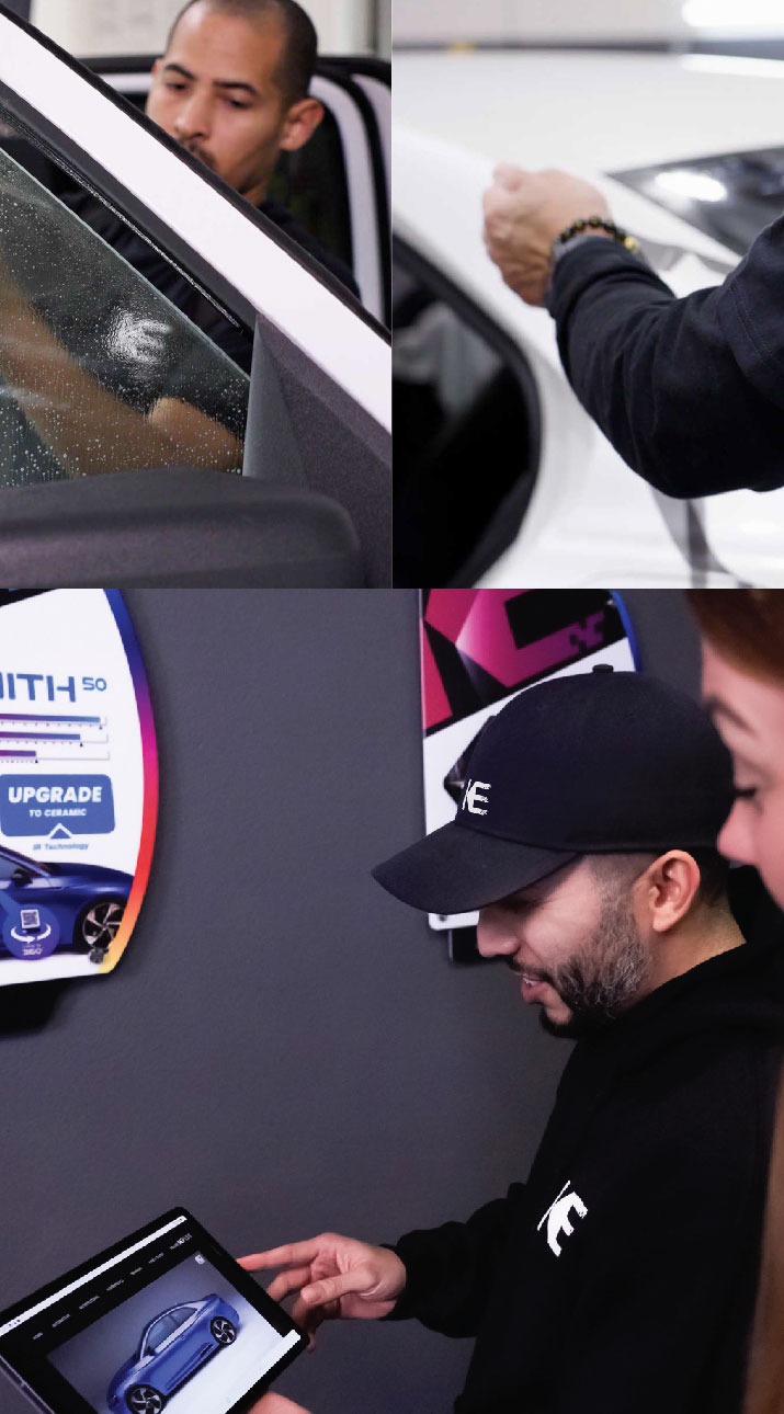 Kepler Dealer Showing Car Window Film Options to Customer in Hillsborough, New Jersey