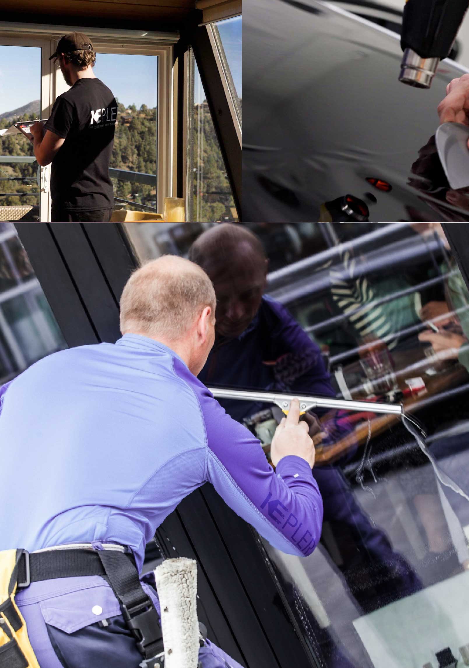 Kepler Professional Applying Anti-Graffiti Window Film to a Clive Shop Front