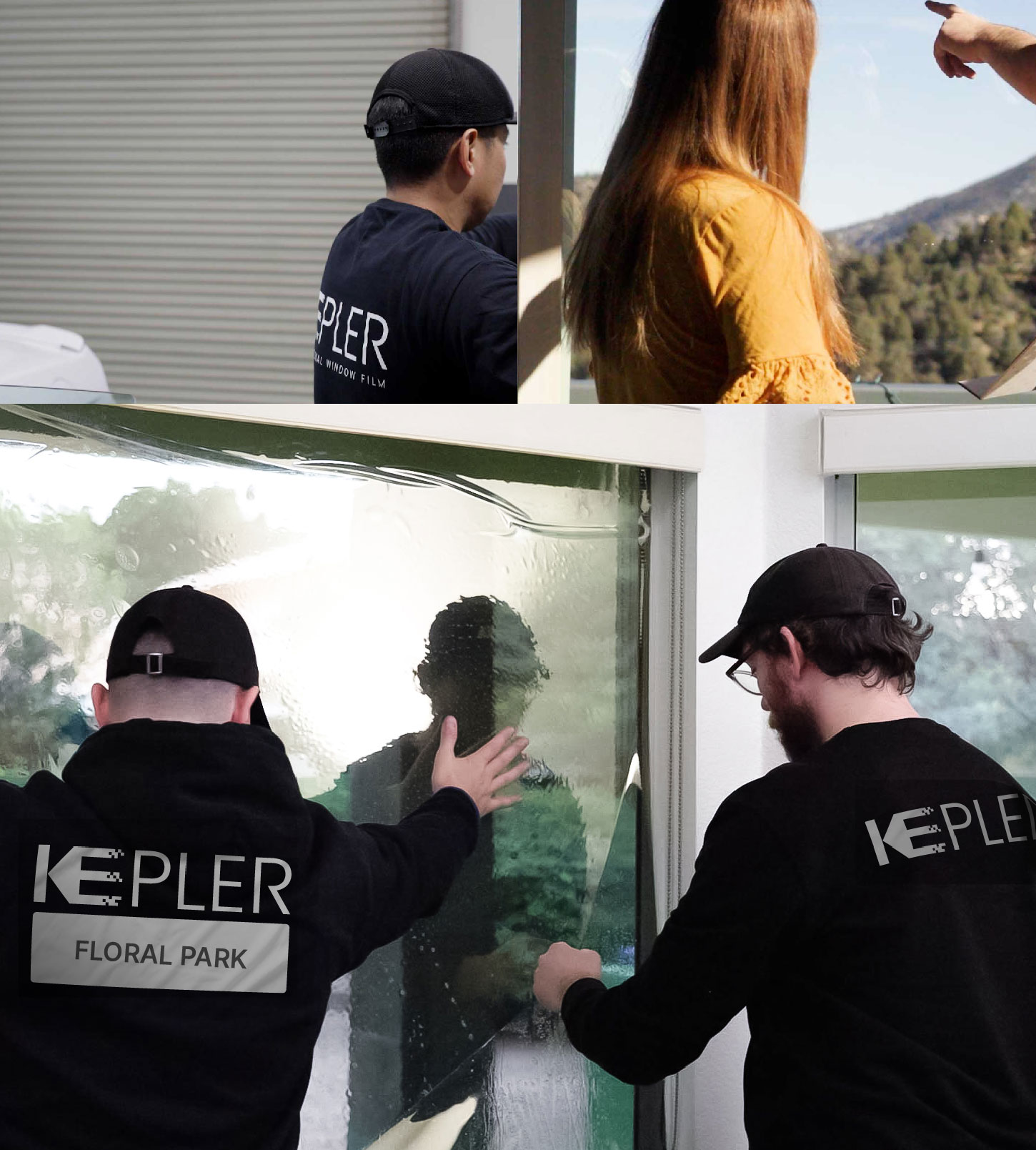 Kepler Technician Installing Ceramic Window Tint to Home in Floral Park