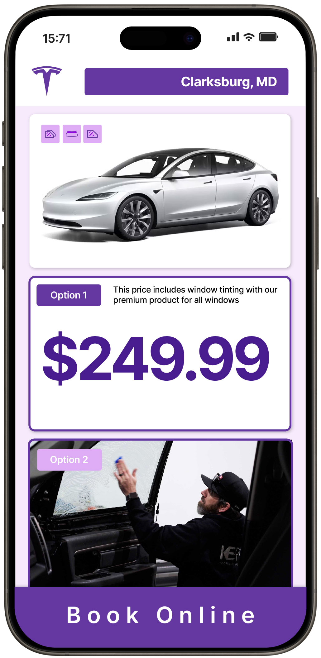 View Competitive Tesla Window Tinting Costs in Clarksburg, Maryland