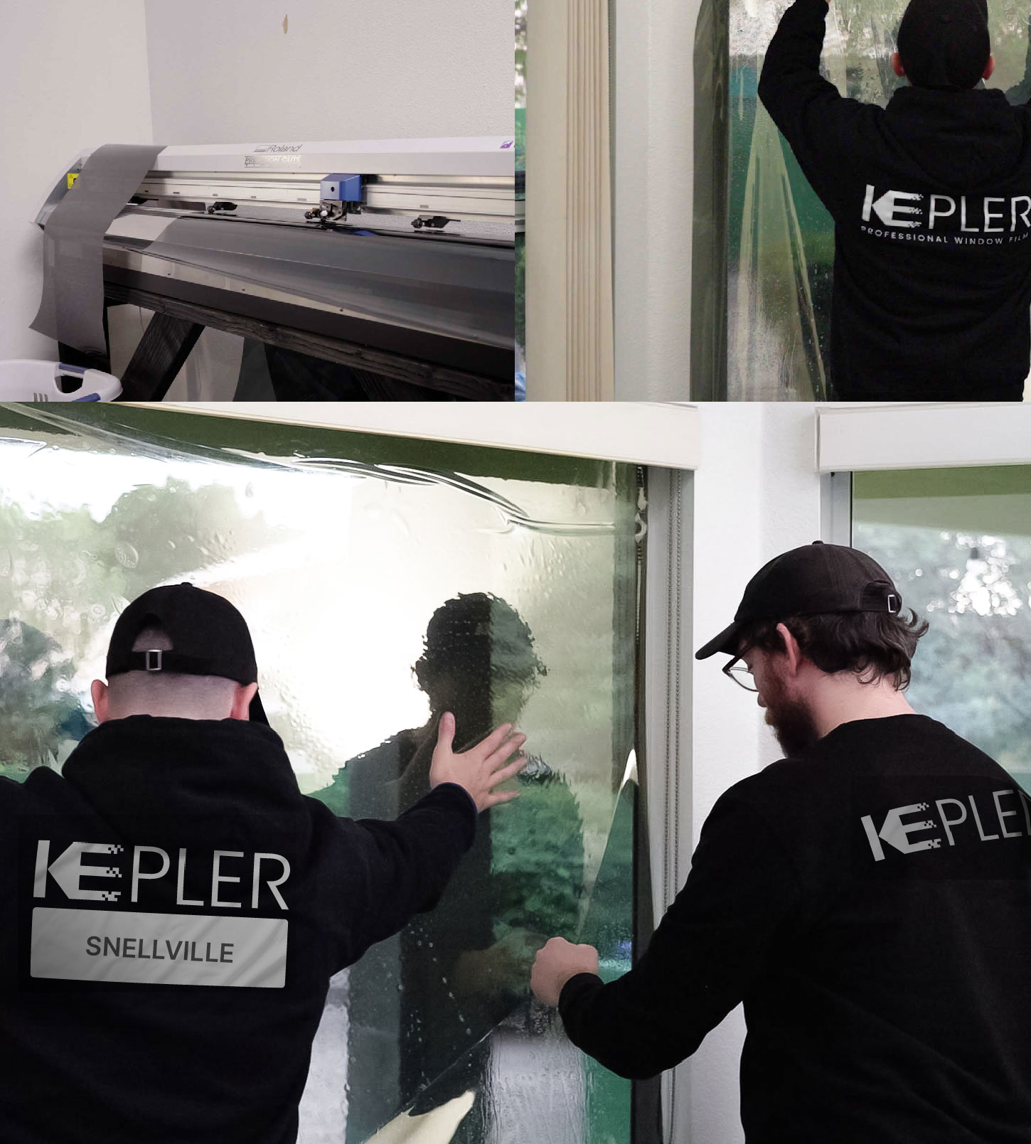 Kepler Technician Fitting High-tech Window Tint to Home in Snellville
