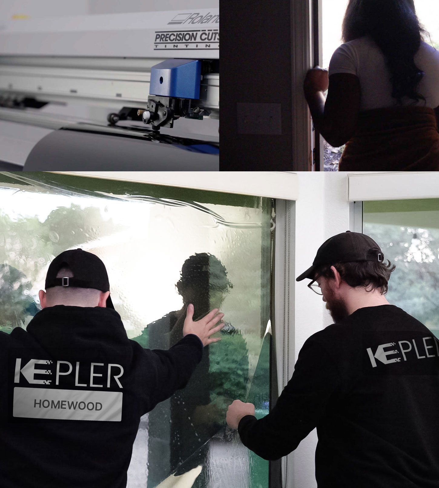 Expert Technician Installing High-tech Window Tint to Home in Homewood