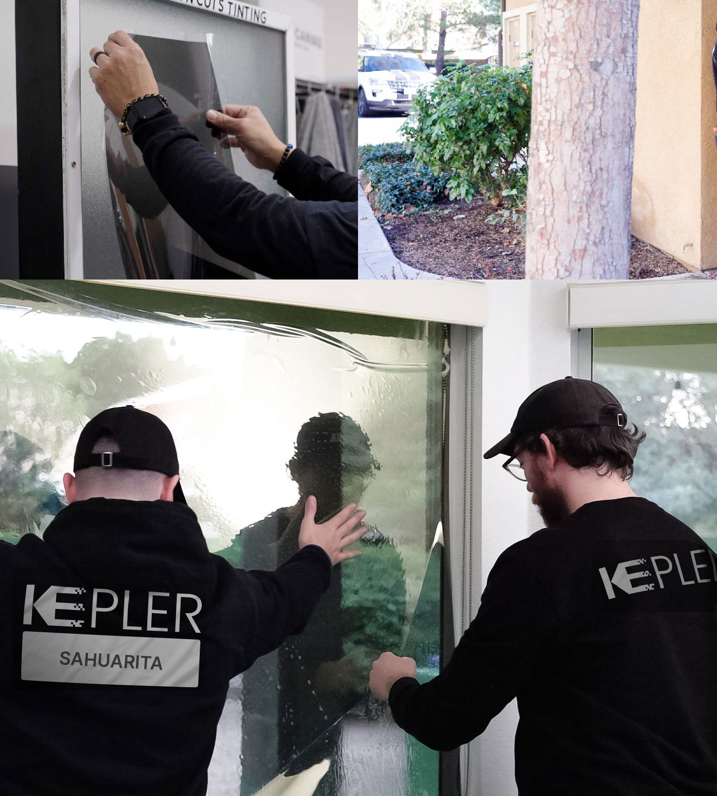 Expert Technician Installing High-tech Window Tint to Home in Sahuarita
