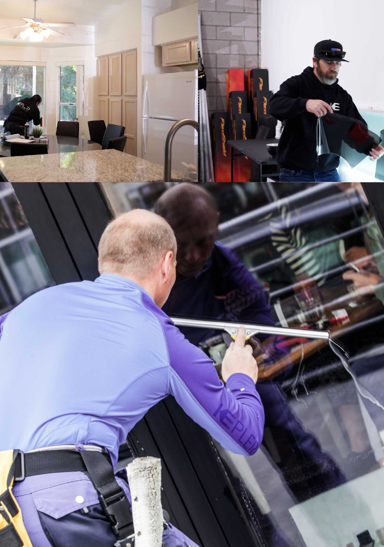 Kepler Professional Applying Anti-Graffiti Window Film to a Louisville Shop Front