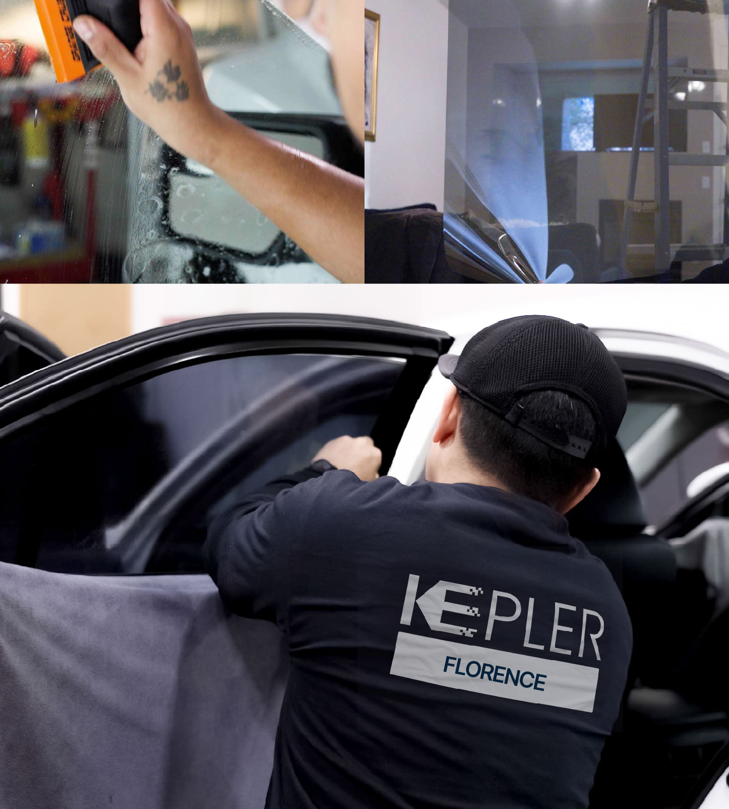 Automotive Window Tinting Expert Applying Film in Florence, South Carolina